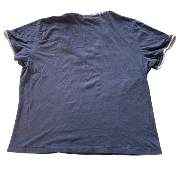 ABERCROMBIE & FITCH BLUE CROPPED TOP WITH WHITE PIPING SIZE XL - Picture 3 of 4